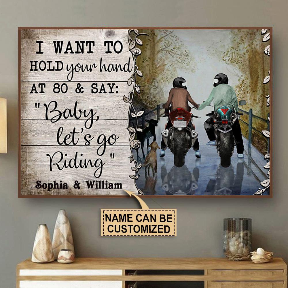 Aeticon Gifts Personalized Motorcycling Riding Hold Your Hand Canvas Mom Dad Gift Home Decor