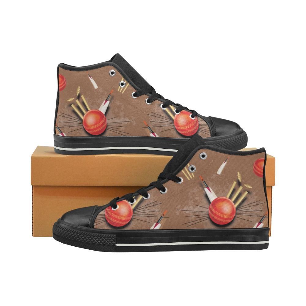 Cricket Pattern Black Men Classic High Top Canvas Shoes