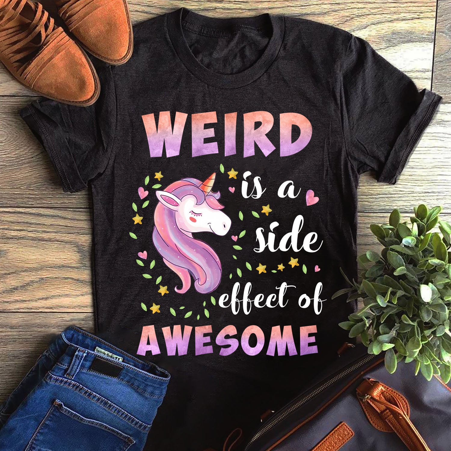 Weird Is A Side Effect Of Awesome Rainbow Unicorn Graphic Unisex T Shirt, Sweatshirt, Hoodie Size S – 5XL