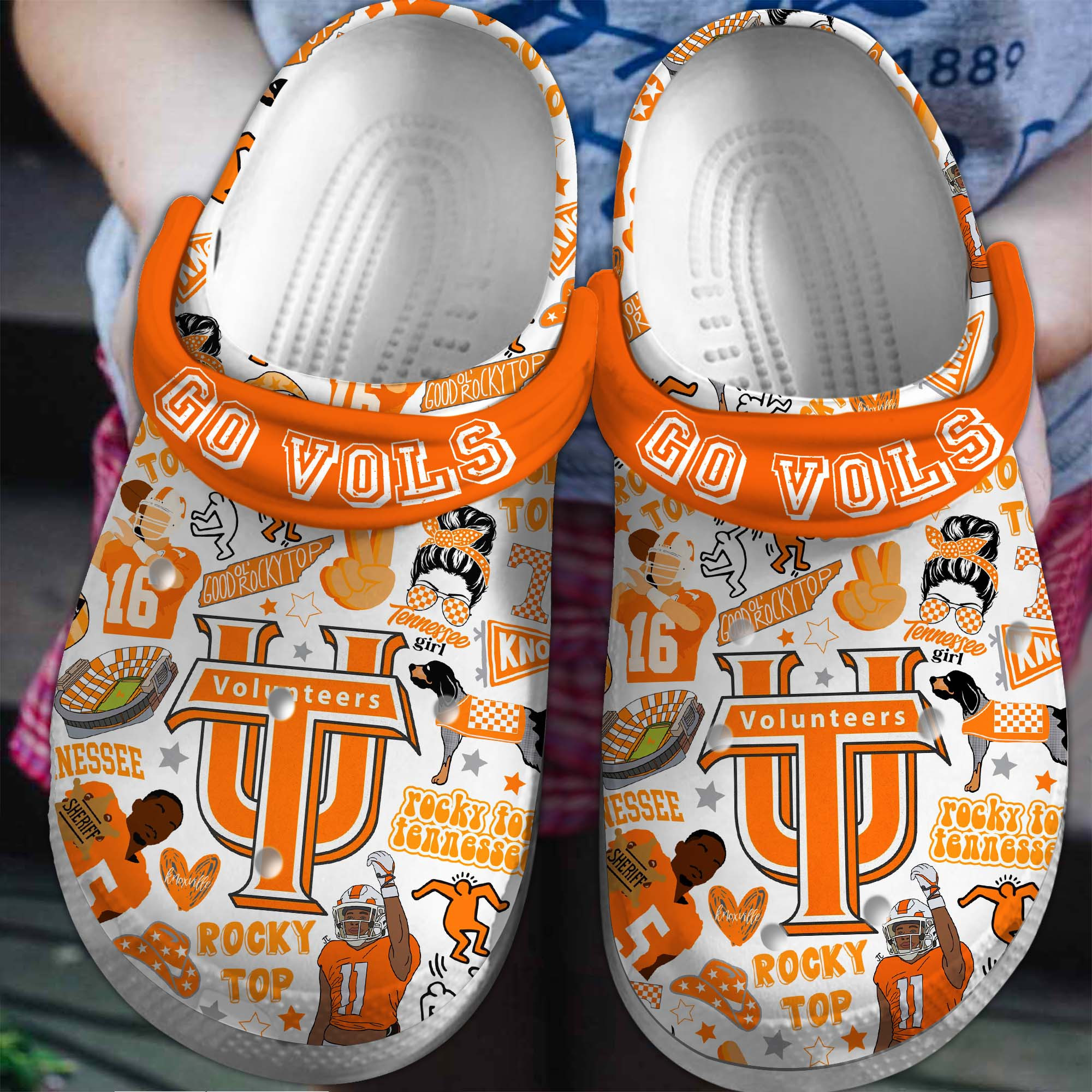 Tennessee Volunteers NCAA Sport Crocs Crocband Clogs Shoes Comfortable For Men Women and Kids 4