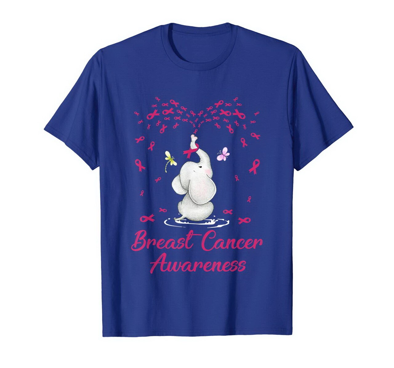 Elephant With Ribbon Breast Cancer Awareness Tshirt New