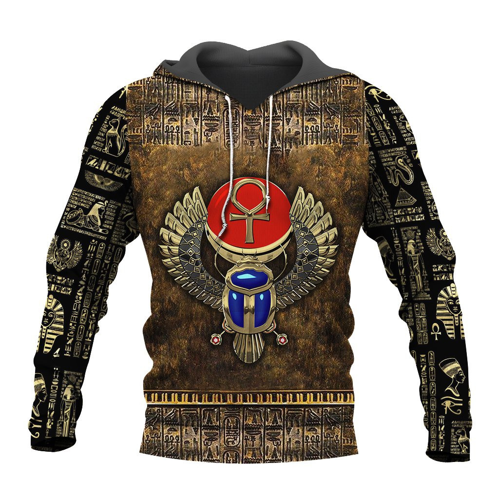 Ancient Egypt Winged Scarab With Ankh 3D All Over Printed Hoodie For Men And Women