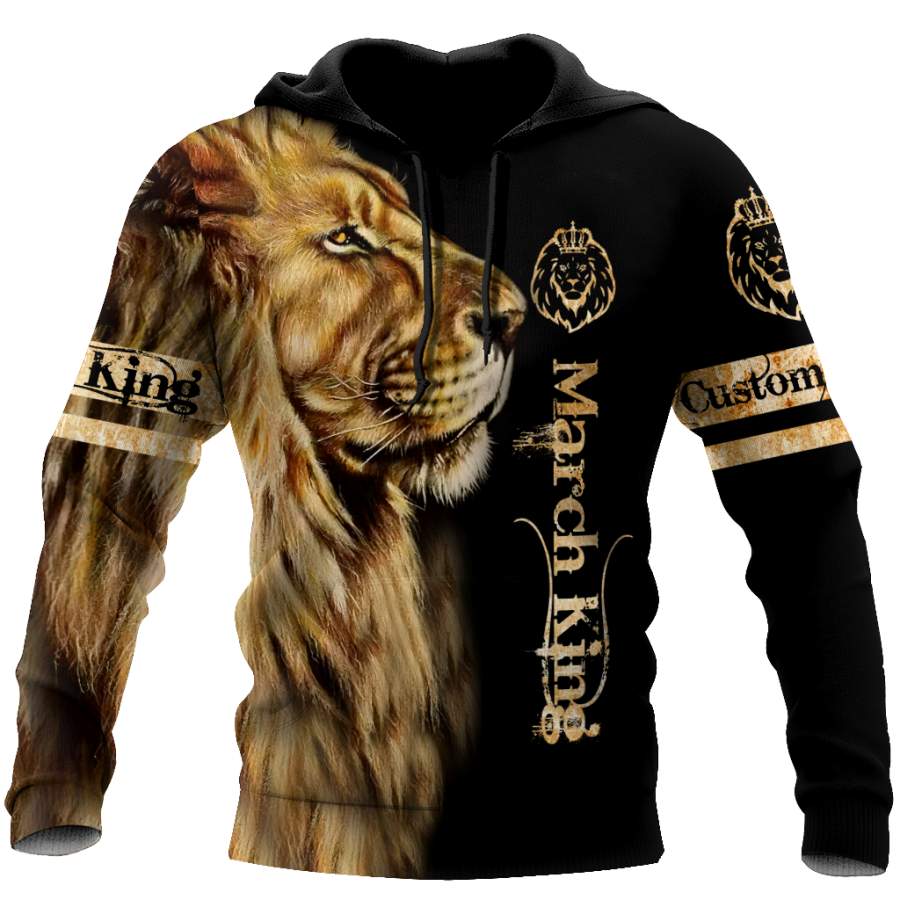 Custom Name March King Lion 3D All Over Printed Shirt for Men and Women