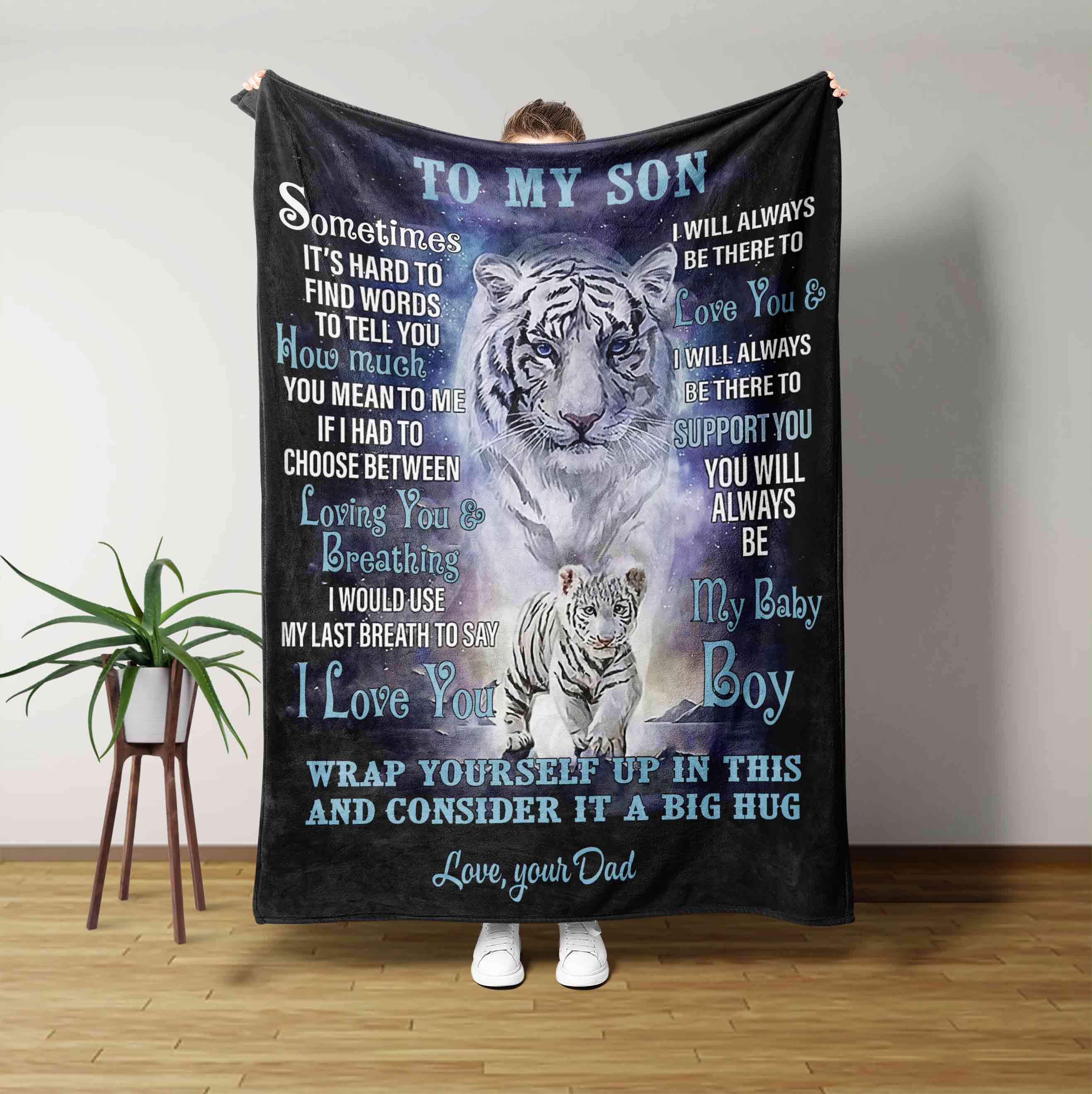 To My Godson Tae Blanket, Personalized Name Blanket, Tiger Blanket, Family Blanket, Blanket For Gift