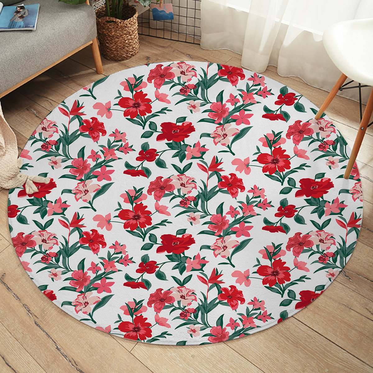 Red Blossom SW2243 Round Rug