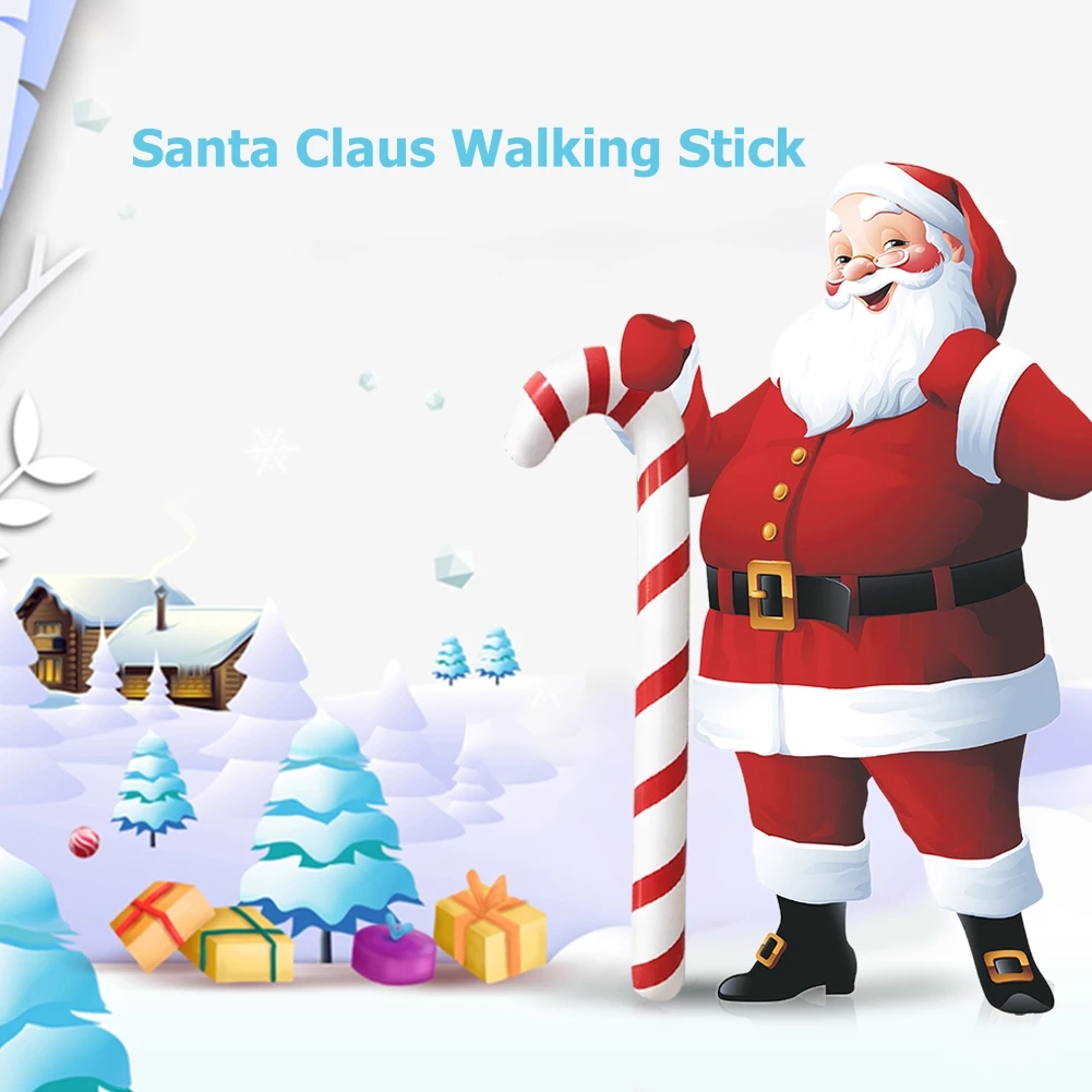 1Pc Large 90cm PVC Inflatable Candy Cane Christmas Decoration Santa Claus Walking Stick Balloons Christmas Stick Xmas Tree Decor alx