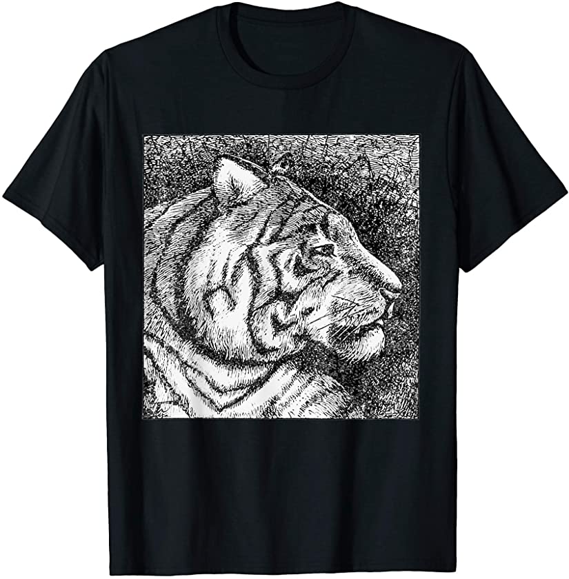 Tiger Shirt, Tiger Drawing Shirt, Animal Lover Shirt T-Shirt