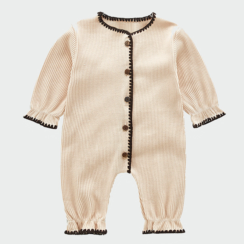 Baby Jumpsuit Spring Autumn Cotton Sweater Knitted Romper Newborn Ruffle Long Sleeve Solid Color Cute Baby Girl Boy Rompers alx