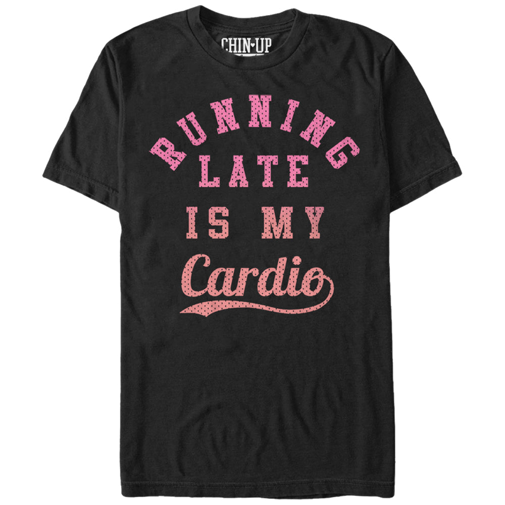 Chin Up Women’S Running Late Is My Cardio  Boyfriend Tee