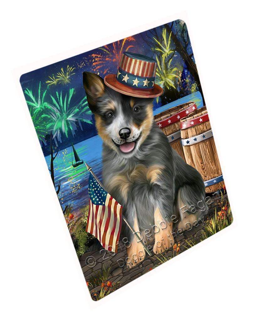 4Th Of July Independence Day Fireworks Blue Heeler Dog At The Lake Blanket Blnkt76035