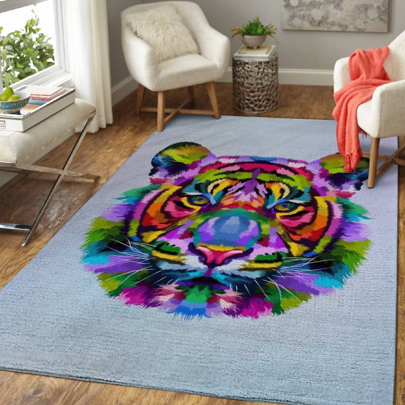 Colorful Rainbow Tiger – Rainbow Animals Area Rug Carpet