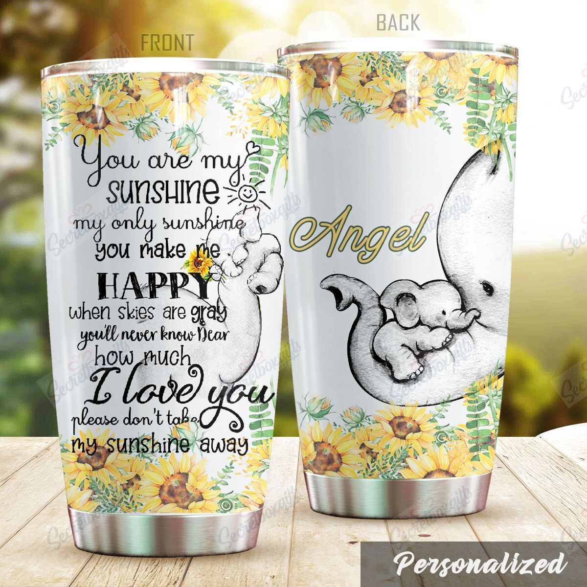 Personalized Elephant You Are My Sunshine Nc0810135Cl Stainless Steel Tumbler Travel Customize Name, Text, Number, Image