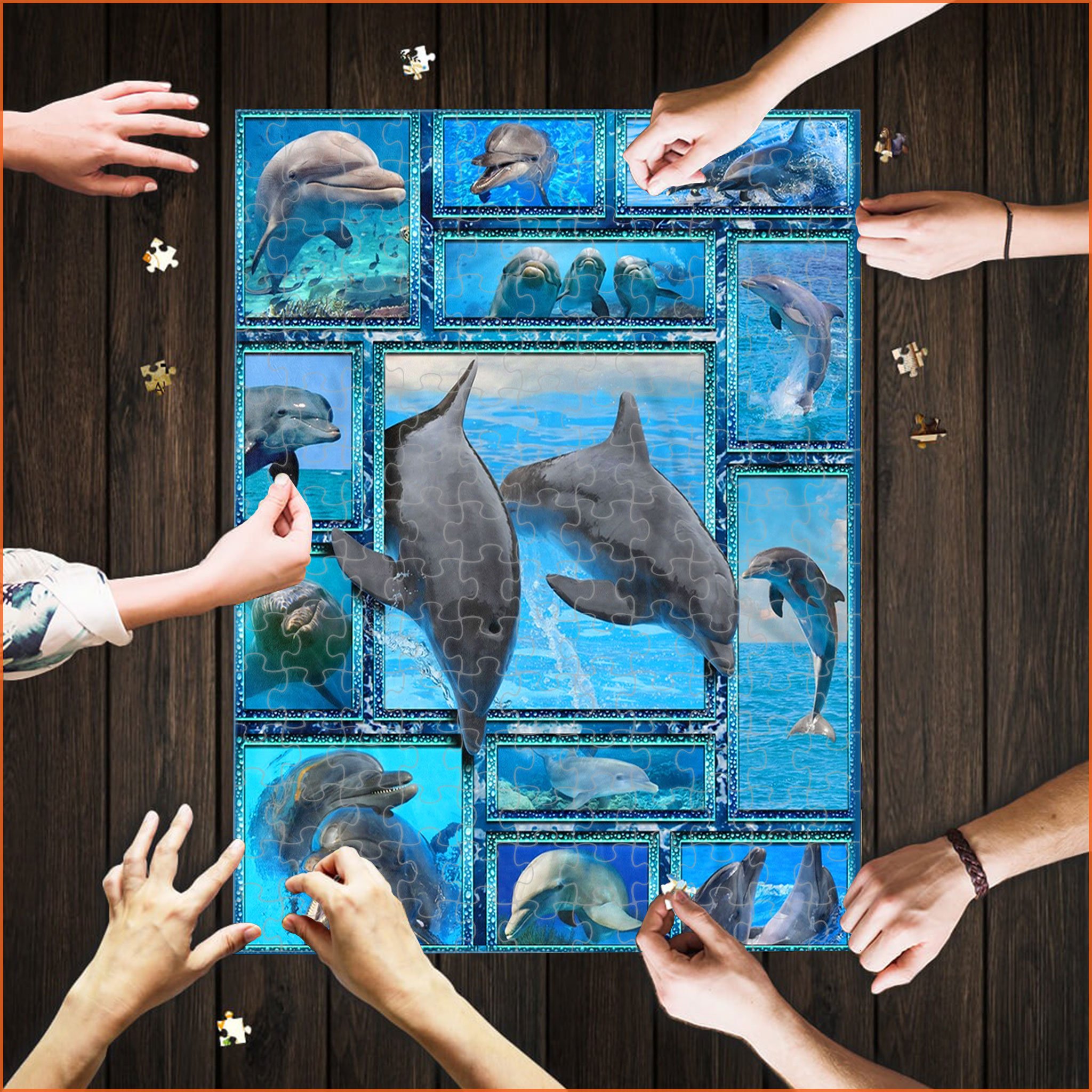 Custom Jigsaw Puzzle 3D Dolphin Perfect Gifts Idea Dolphin Lover 500/1000 Pieces