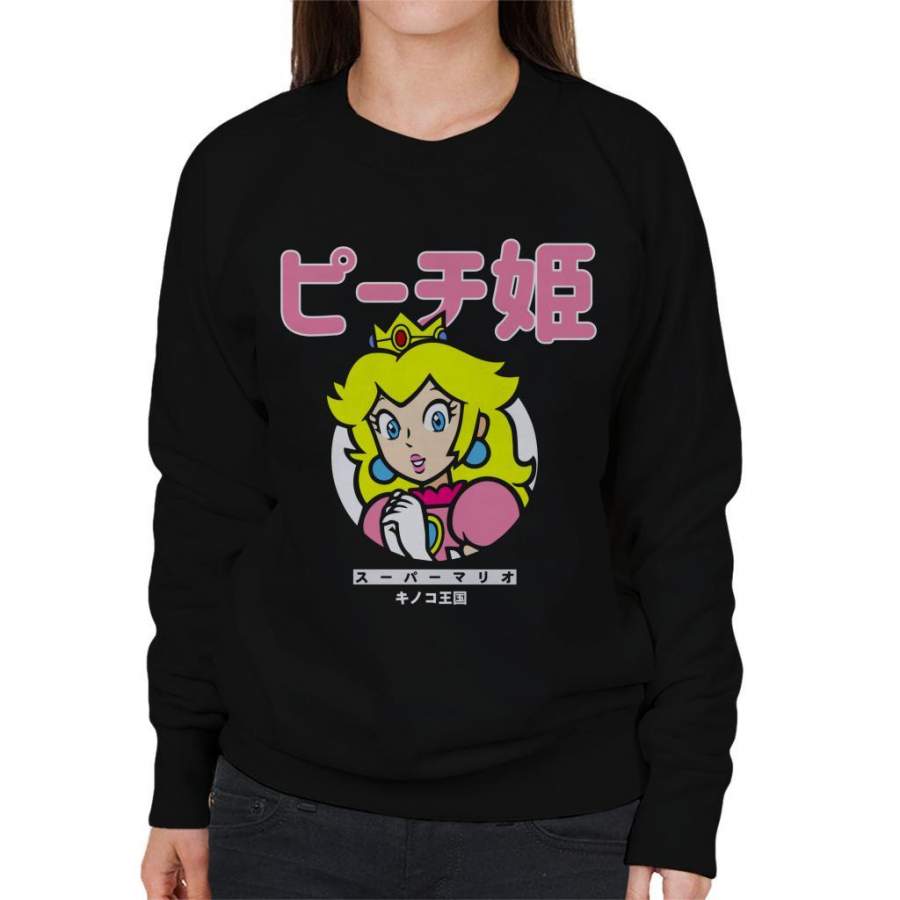 Super Mario Princess Peach Japanese Text Women’s Sweatshirt