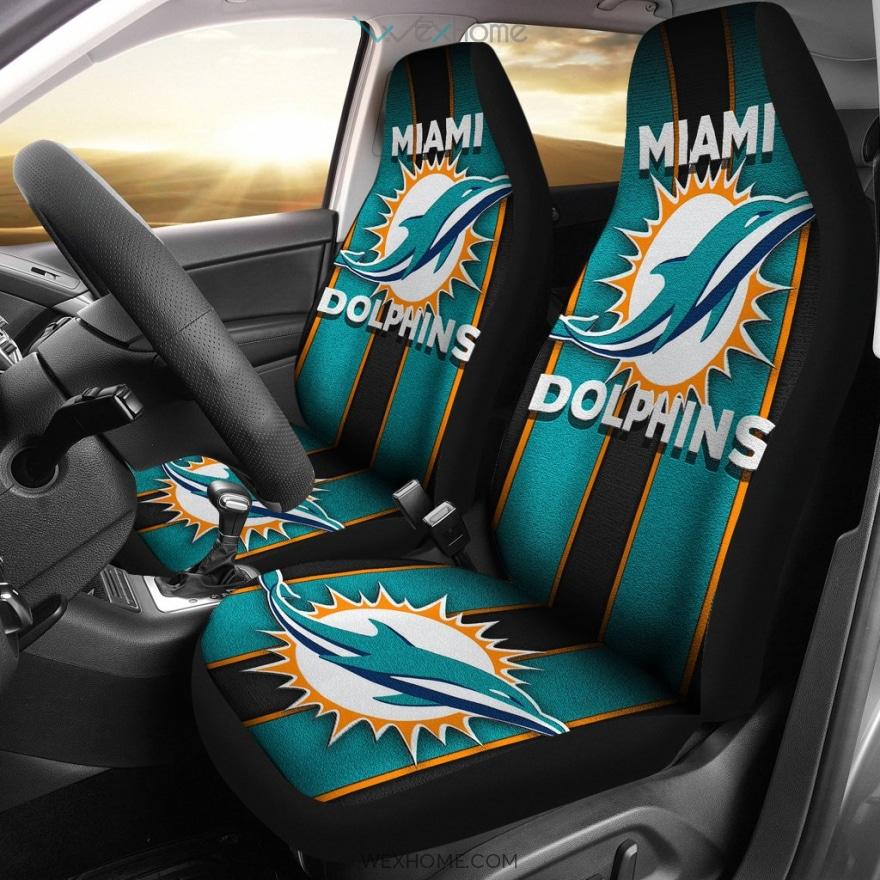 Miami Dolphins Football Car Seat Covers | Miami Dolphins Shadow Text Seat Covers