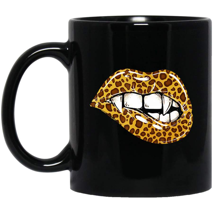 Sexy Leopard Vampire Print Lips  Funny Halloween Kiss Coffee Mug