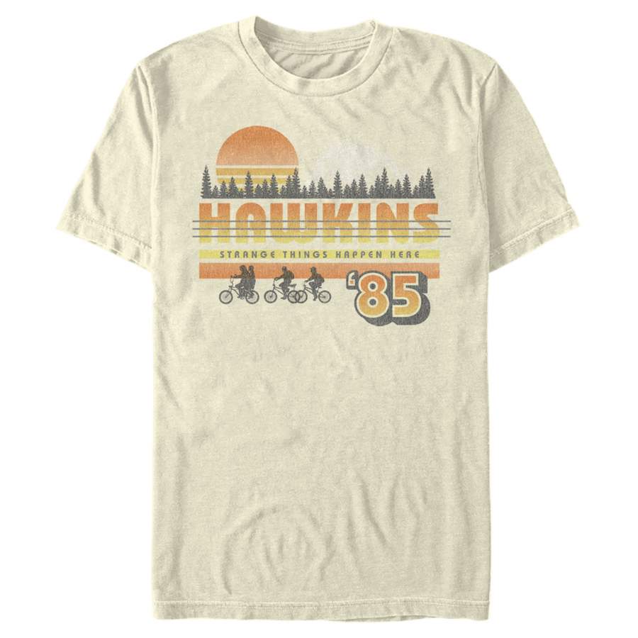 Stranger Things Men’s Retro Hawkins Bikers  T Shirt