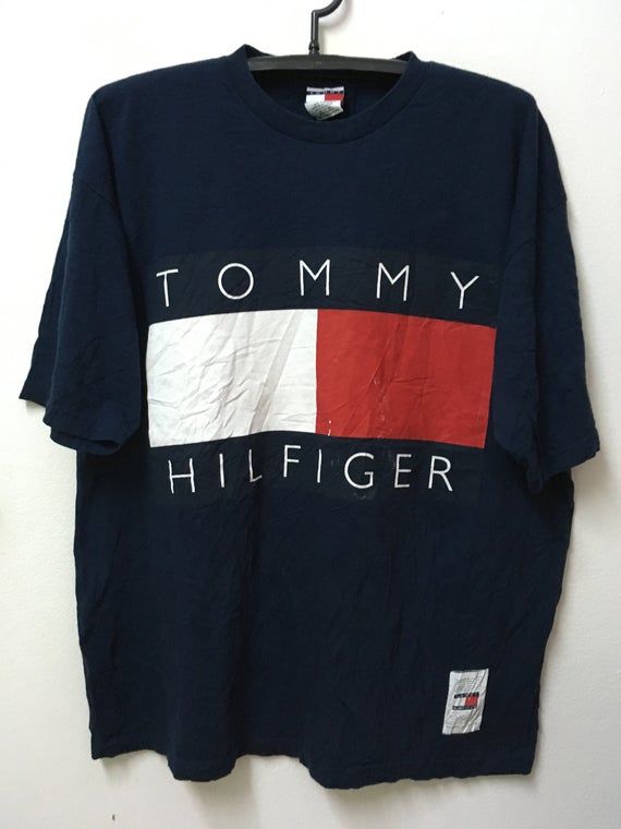 Vintage90S Tommy Hilfiger Spellout Very Big Flag Sport Street Wear Shirt 25 Shirt