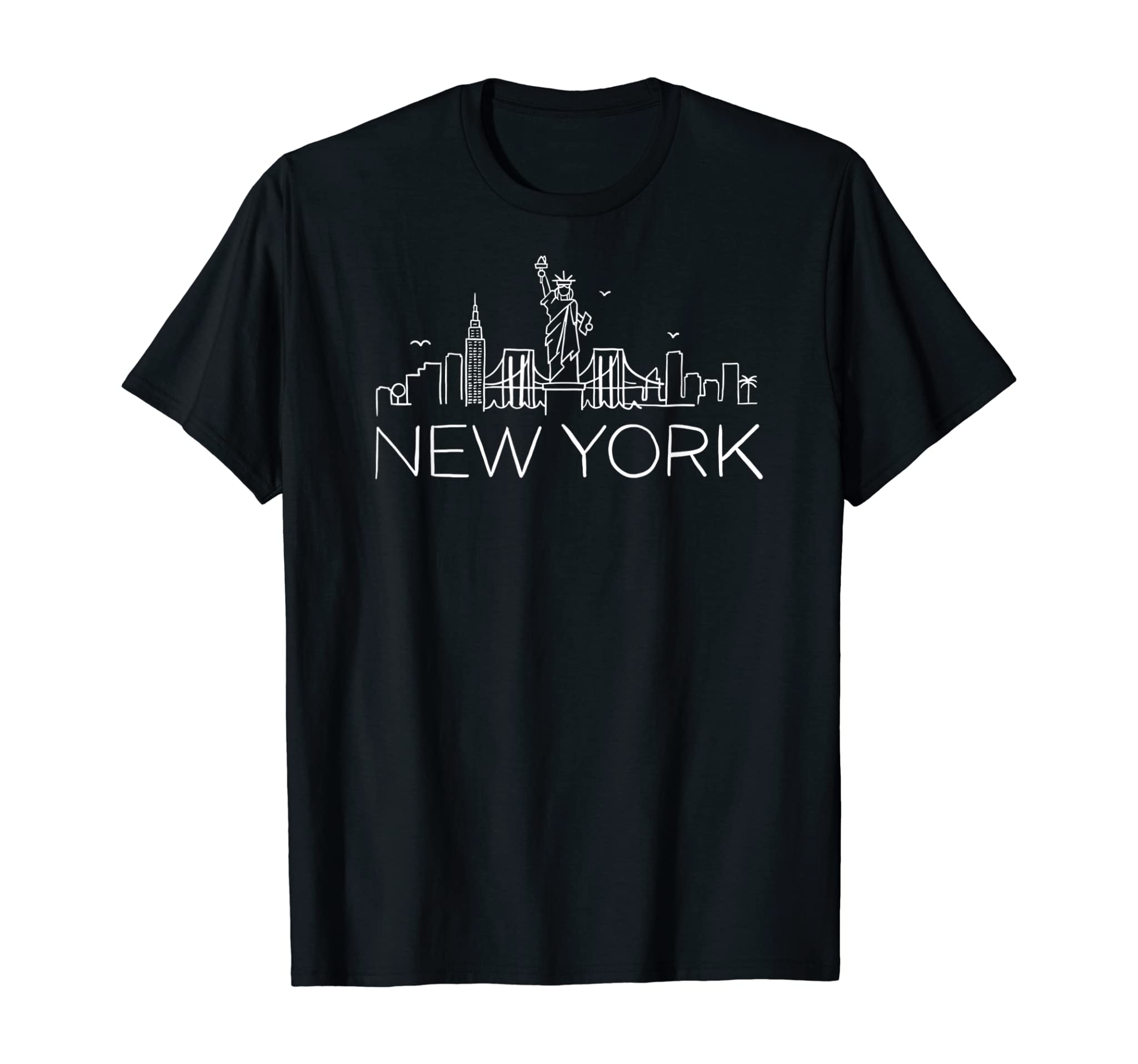 Nyc New York City Skylines Statue Of Liberty Birds T-Shirt