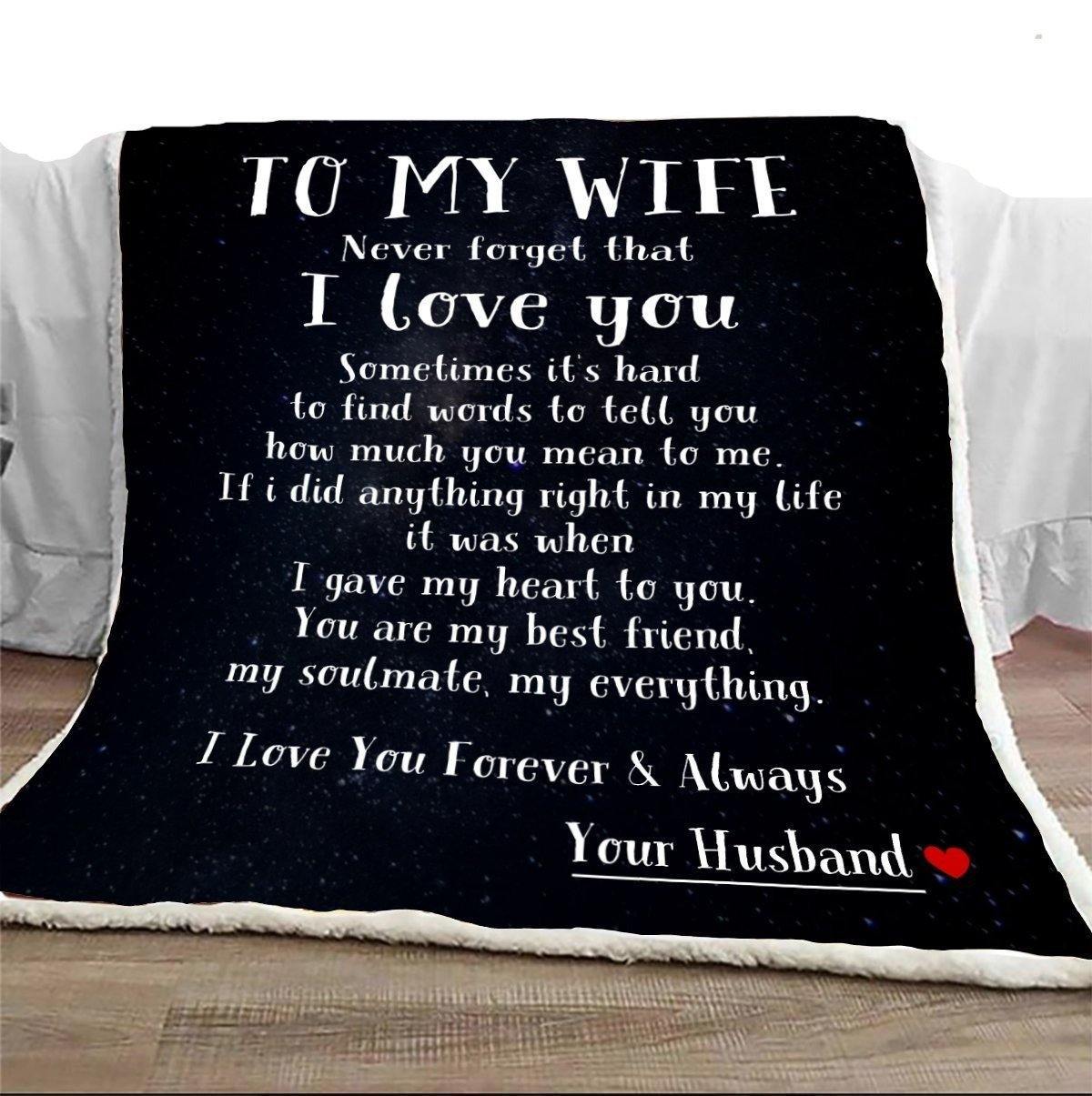 To My Wife I Gave My Heart To You You Are My Best Friend My Soulmate My Everything – Gift For Wife, Blanket For Wife, Wifey Presents Home Decor Gift For Family – Sherpa Blanket Fleece Blanket