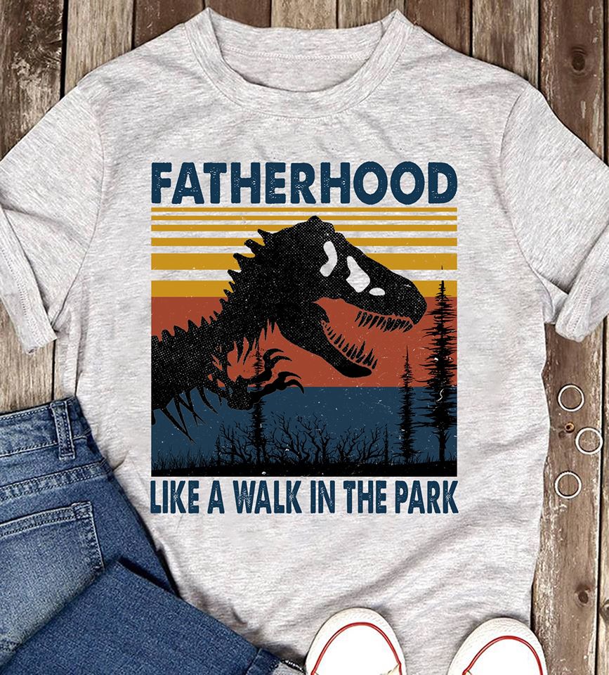 Dinosaur Fatherhood Like A Walk In The Park Standard Men T-shirt