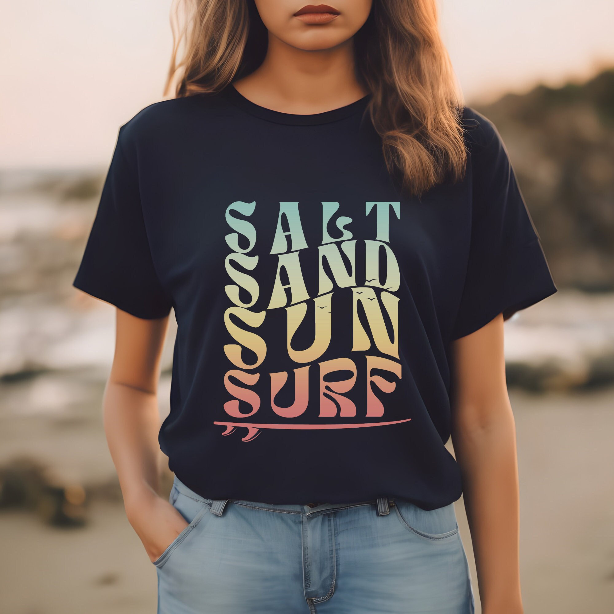 Surfing Beach Summer Vibes TShirt | Gift For Surfer, Beach Bum, Hippie | Retro Vintage 70s 60s Tee Shirt | Pacific Northwest Tofino Tee PNW