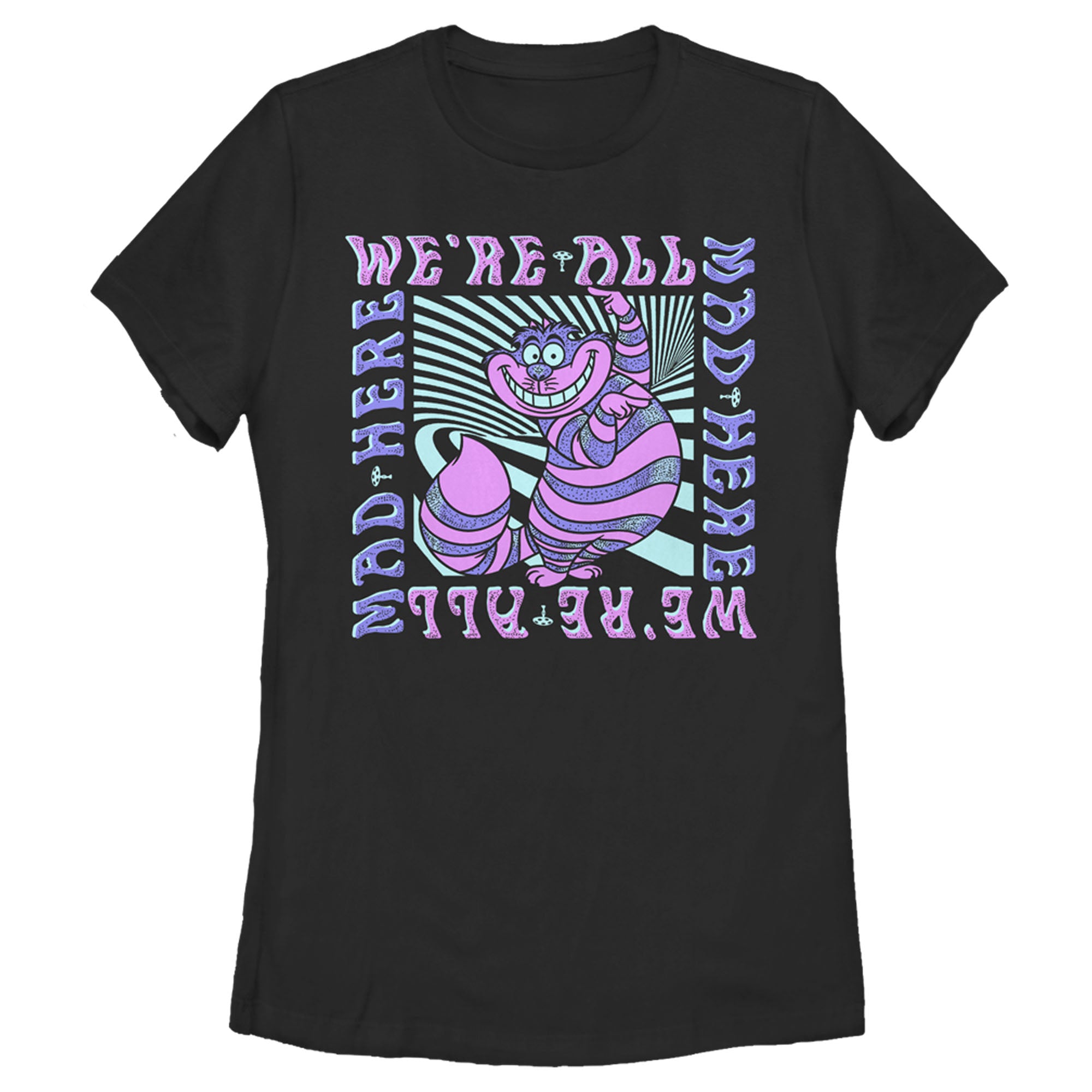 Women’S Alice In Wonderland We’Re All Mad Here, Cheshire Cat T-Shirt