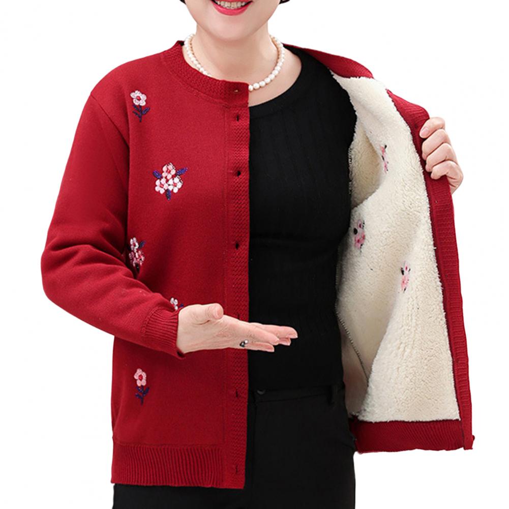 Washable Trendy Plush Lining Buttons Sweater Coat Super Soft Women Cardigan Coat Solid Color for Office alx