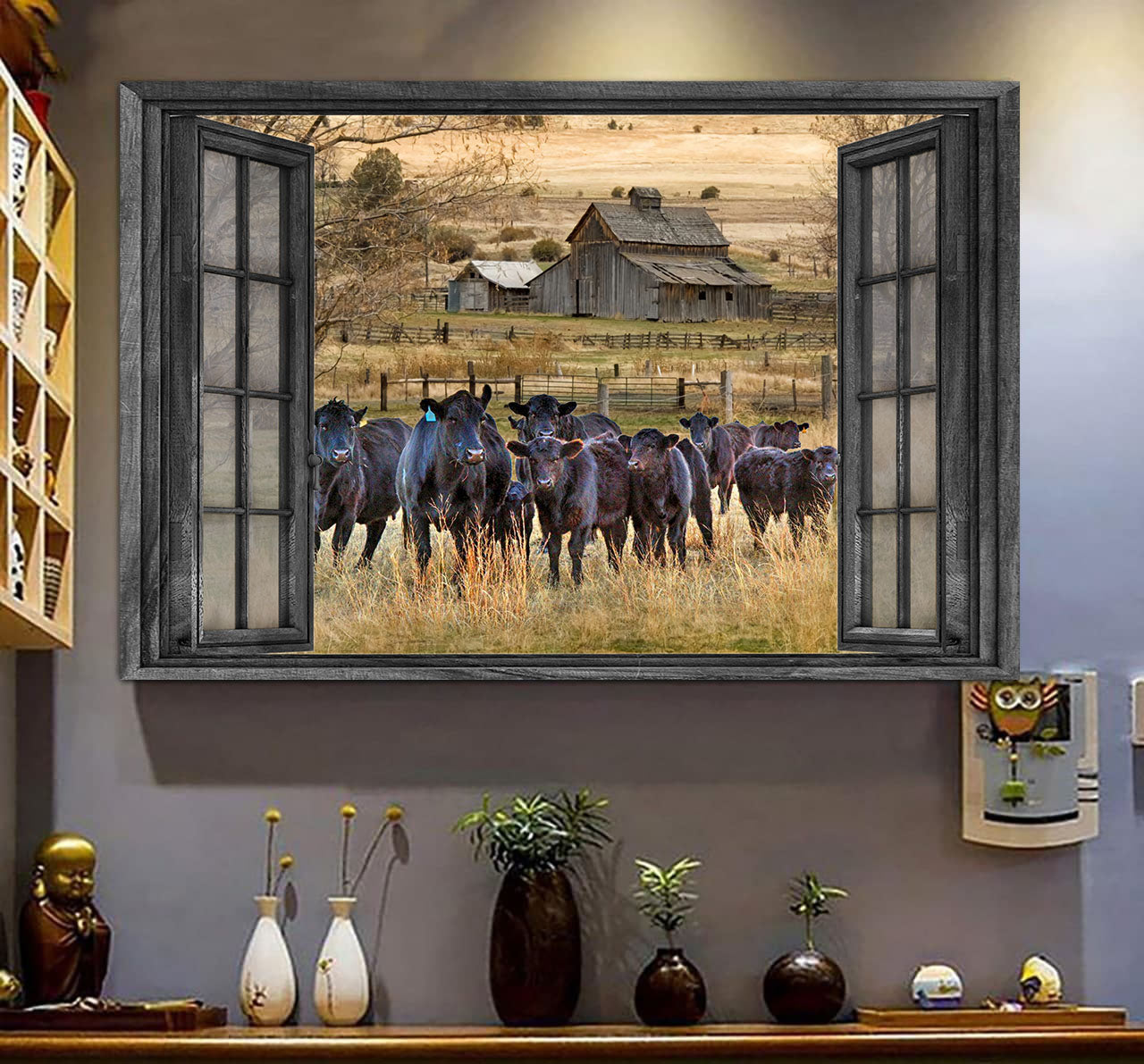 Angus Cattle 3D Wall Art Painting Art Farm Animals Home Decoration Gift For Friend