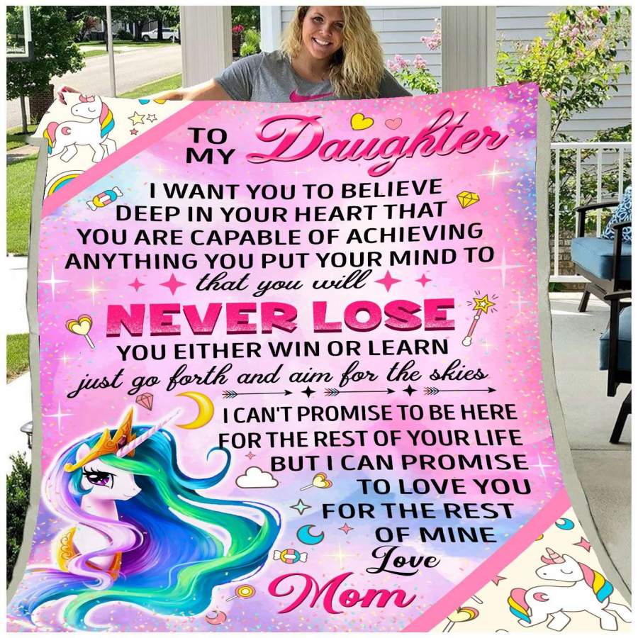 Unicorn  Blanket Giving Daughter You Will Never Lose