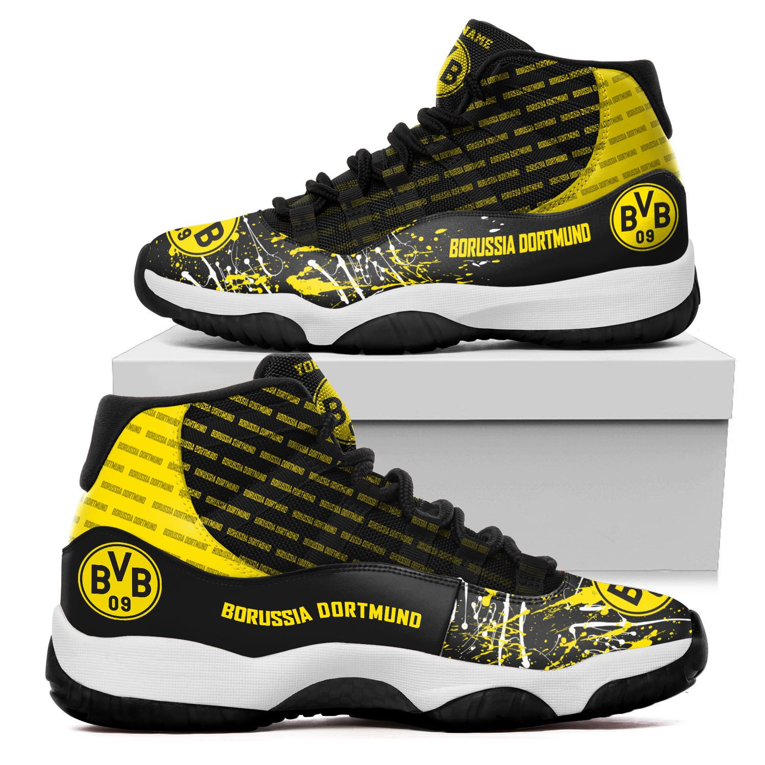 Borussia Dortmund Custom Name Air Jd 11 Sneakers Shoes 148 For Football Fans