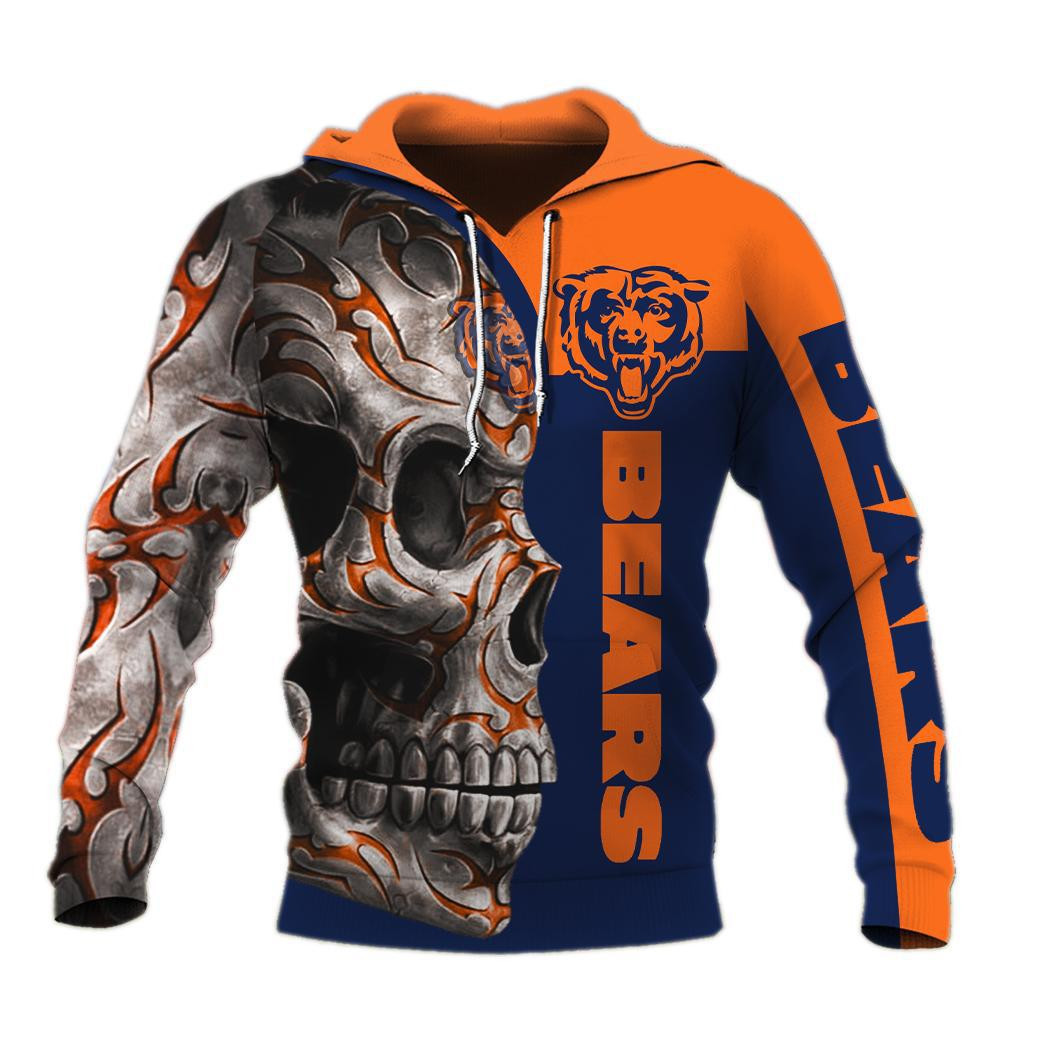 Chicago Football Hoodie, Chicago Football Skull Tattoo Hoodie, American Football Hoodie, Unisex, Hoodie, Zip Hoodie Shirtstore24H