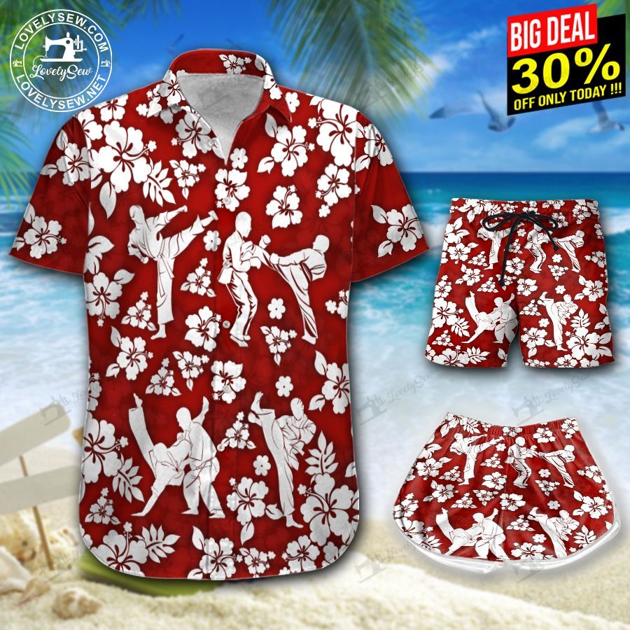 Karate Red Hawaiian Shirt Shorts Ha26336