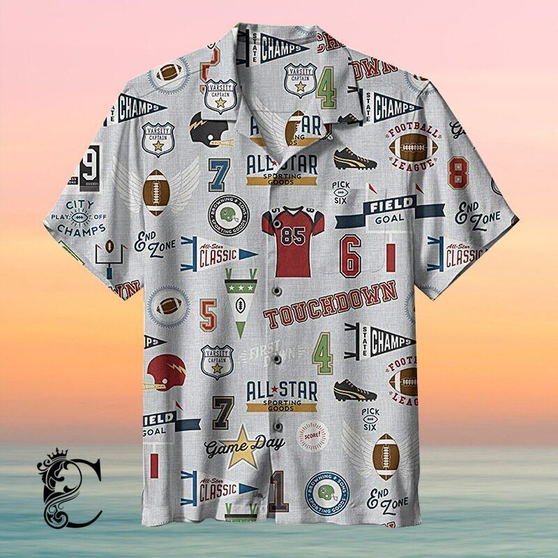 Varsity Football Grey Icons L Hawaiian Shirt