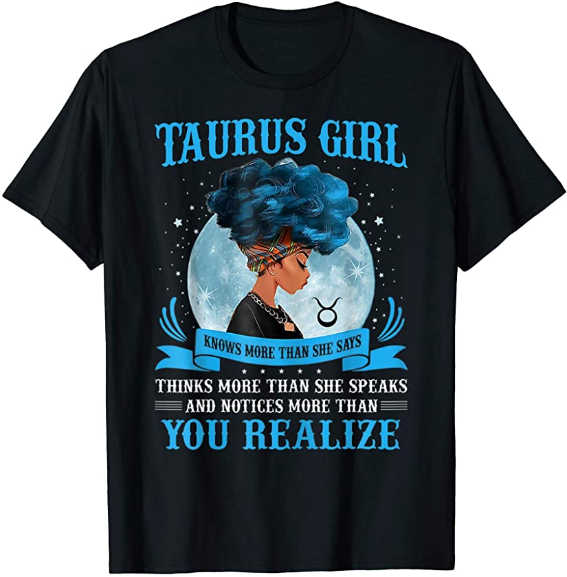 Womens Taurus Girls Black Queen April May Birthday T-Shirt