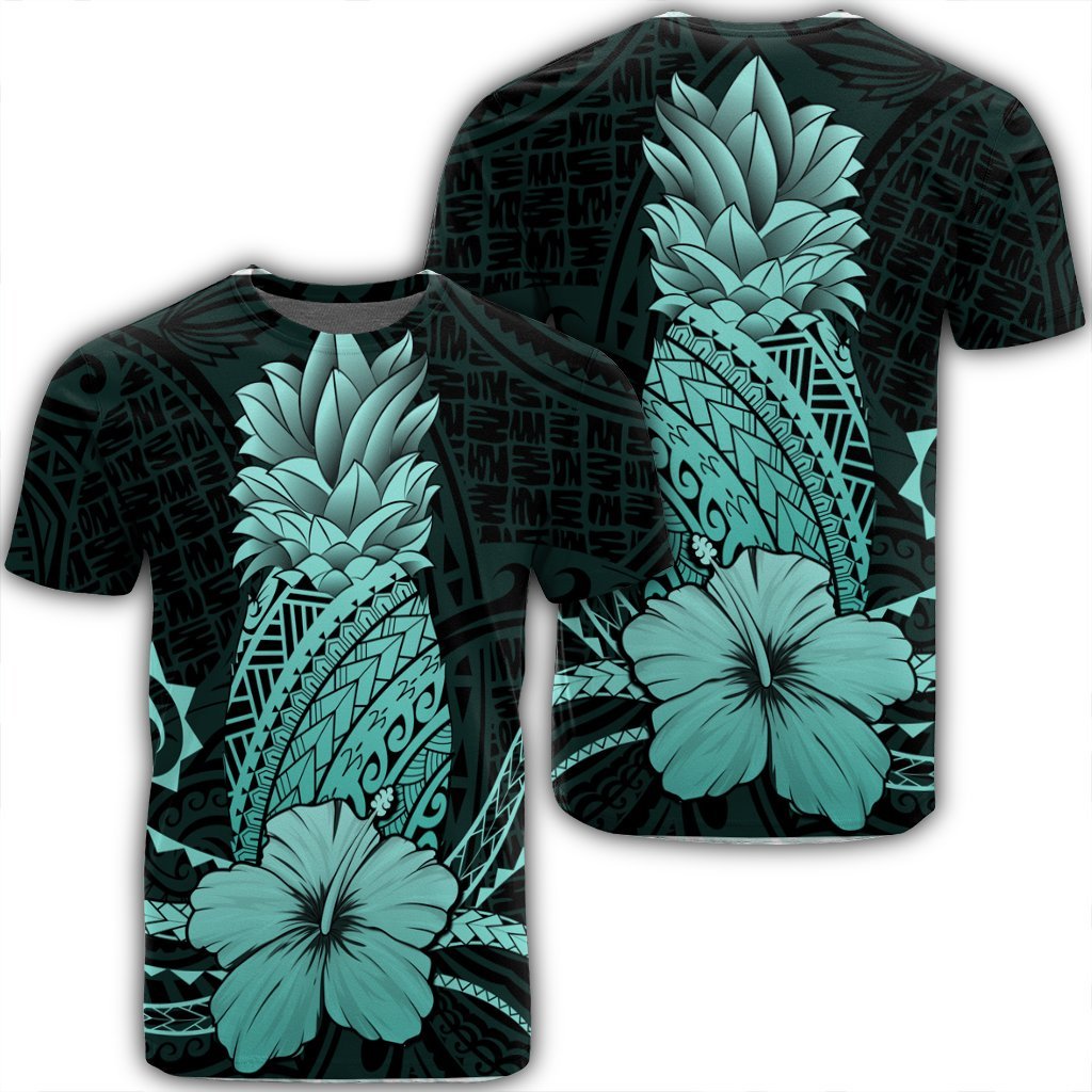 Hawaiian Polynesian Pineapple Hibiscus Turquoise Ah Ha51247