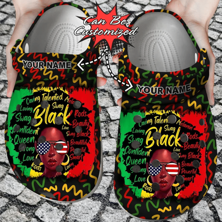 Personalized Juneteenth Black Girl American Clog Shoes #Dh