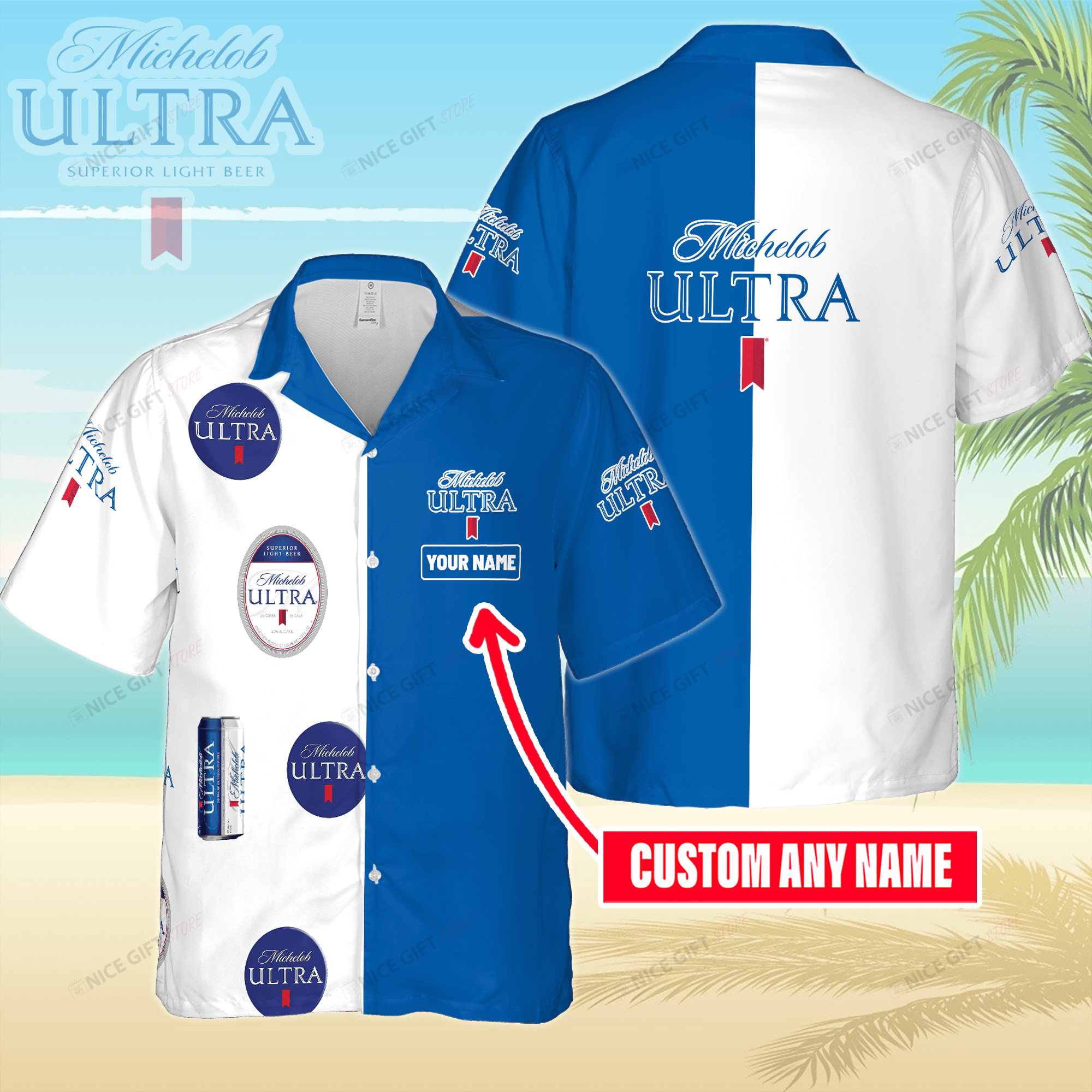 Michelob Ultra Custom Name Hawaiian Shirt 3Hs-E6F6