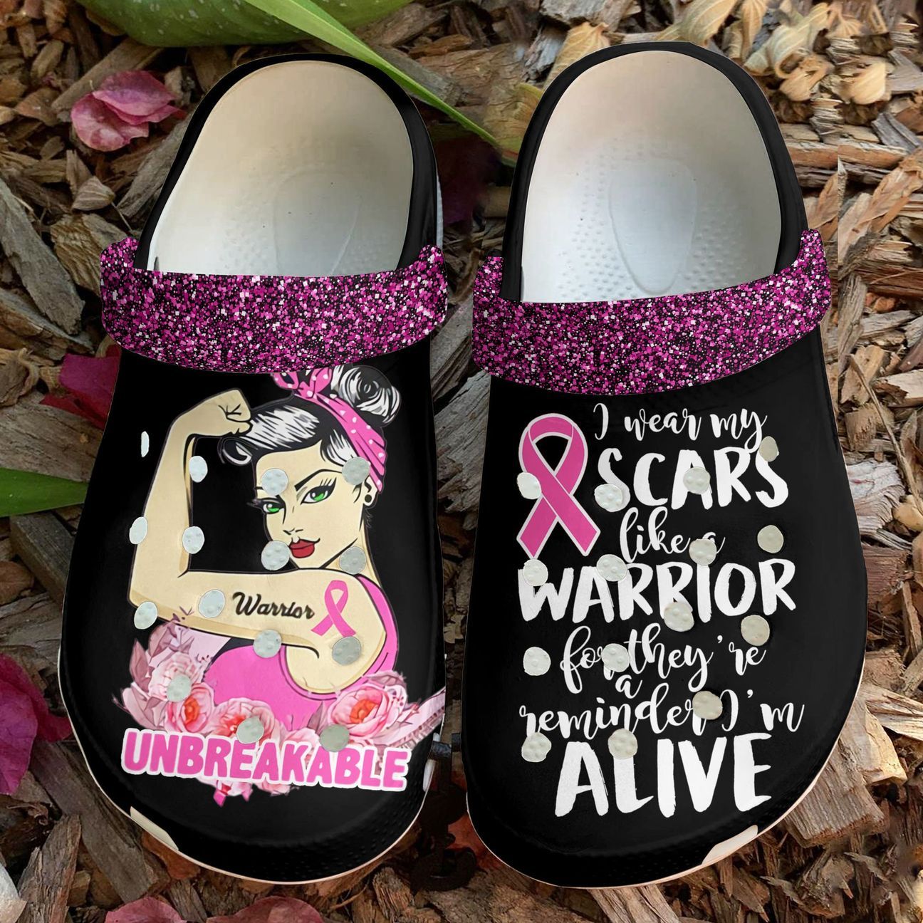 Breast Cancer Personalized Clog, Custom Name, Text Unbreakable, Fashion Style For Women, Men, Kid, Print 3D