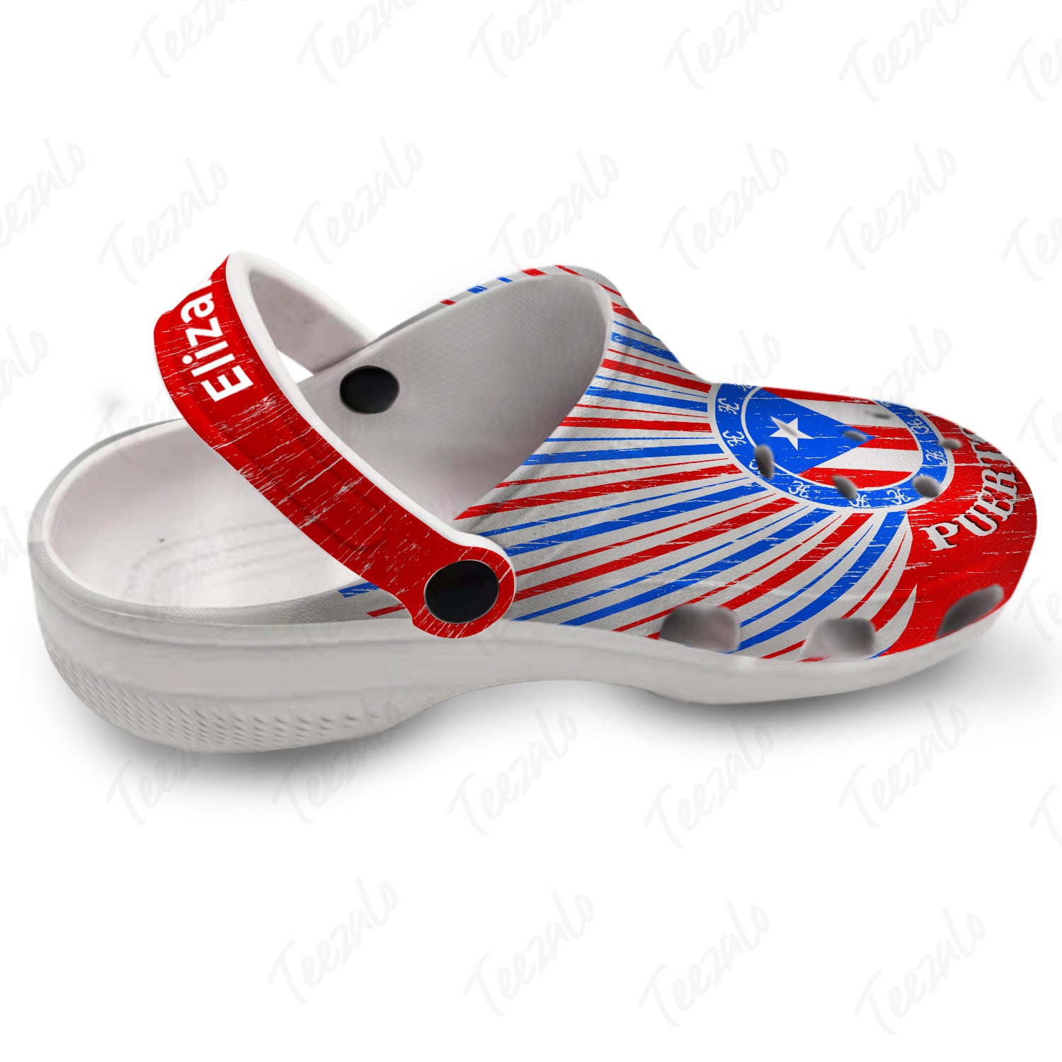 Circle Puerto Rico Flag Symbols Personalized Clogs Shoes