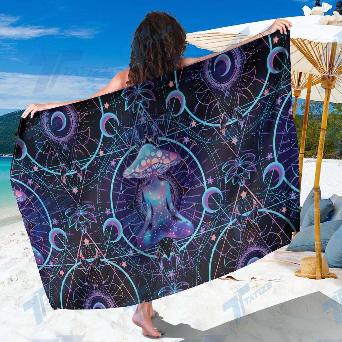 Psychedelic Yoga Magic Mushroom All Over Print Beach Sarong