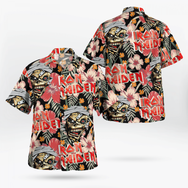 Iron Maiden Band Hawaiian Shirt Shorts Summer Beach Clothes Outfit For ...