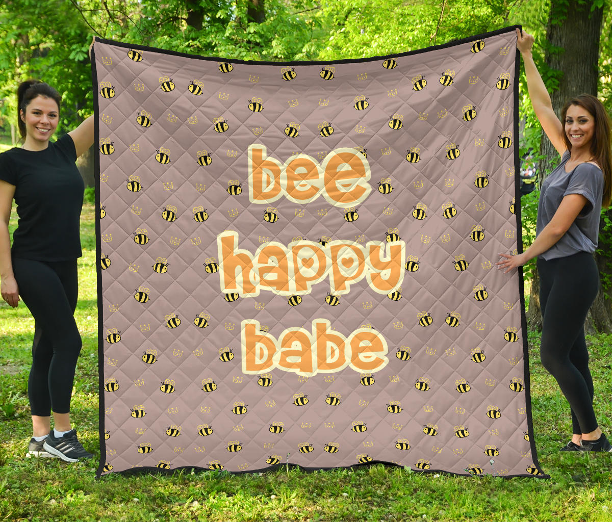 Bee Happy Babe Cute Tiny Patterns Premium Quilt Blanket