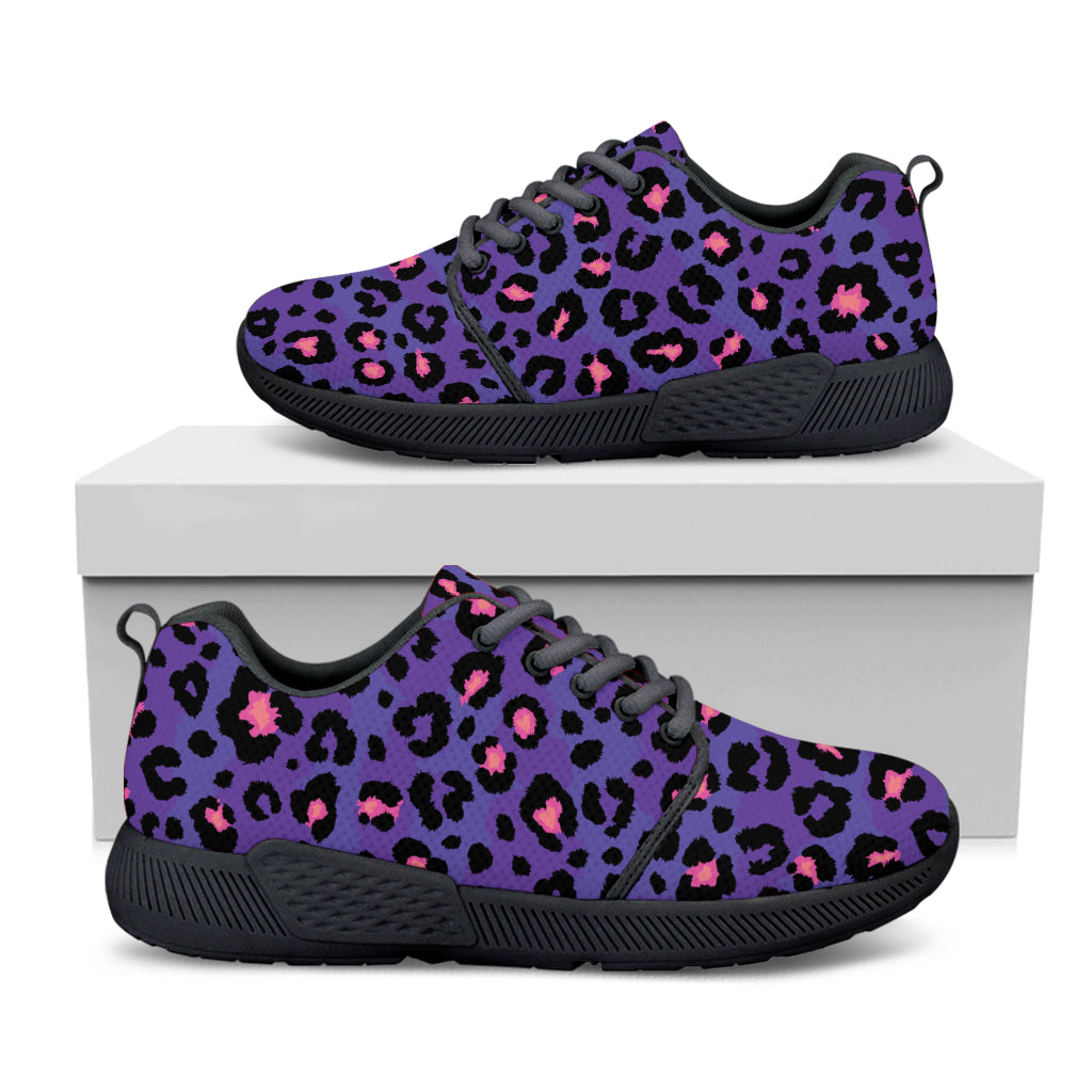 Purple And Pink Leopard Print Black Athletic Shoes