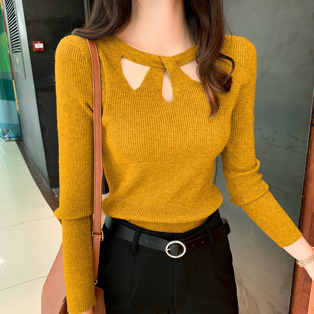 Top New Fall/Winter Slim Sexy Pullover Soft Glutinous Sweater Women’s Slim Bottoming Sweater alx