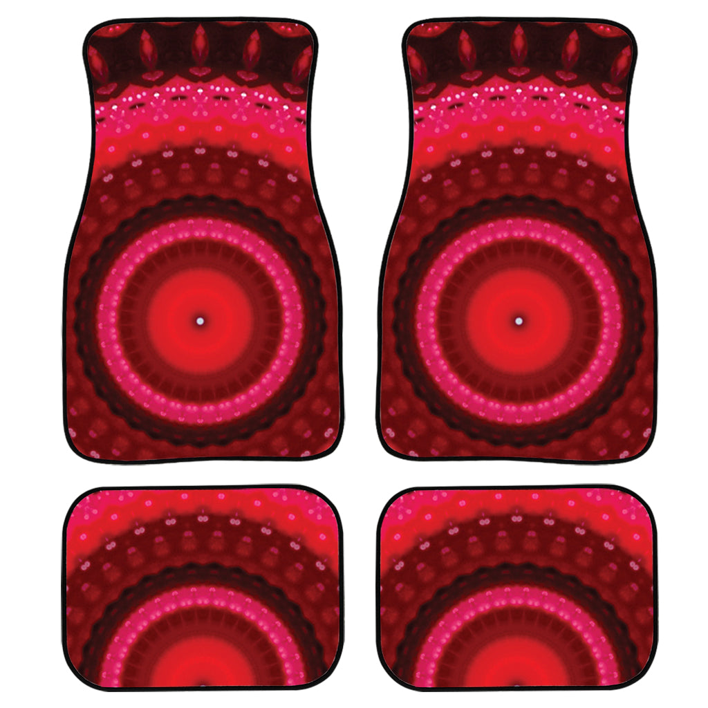 Red Kaleidoscope Print Front And Back Car Floor Mats, Front Car Mat