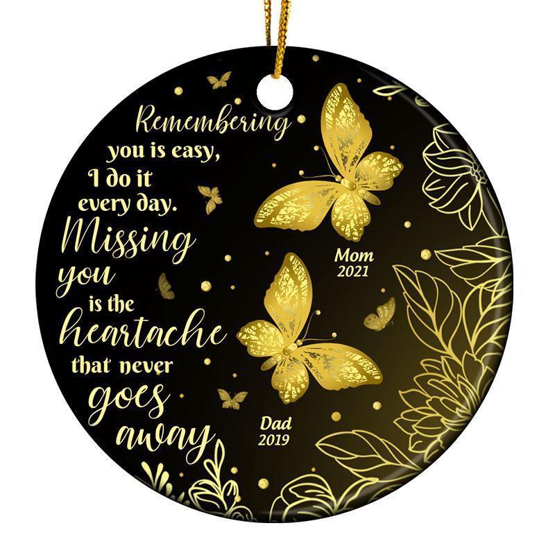 Personalized Gold Butterfly Missing You Memorial Gift Circle Ceramic Ornament Porcelain Ceramic Home Decorations Ornament Pendant Gifts For Christmas Tree Decor