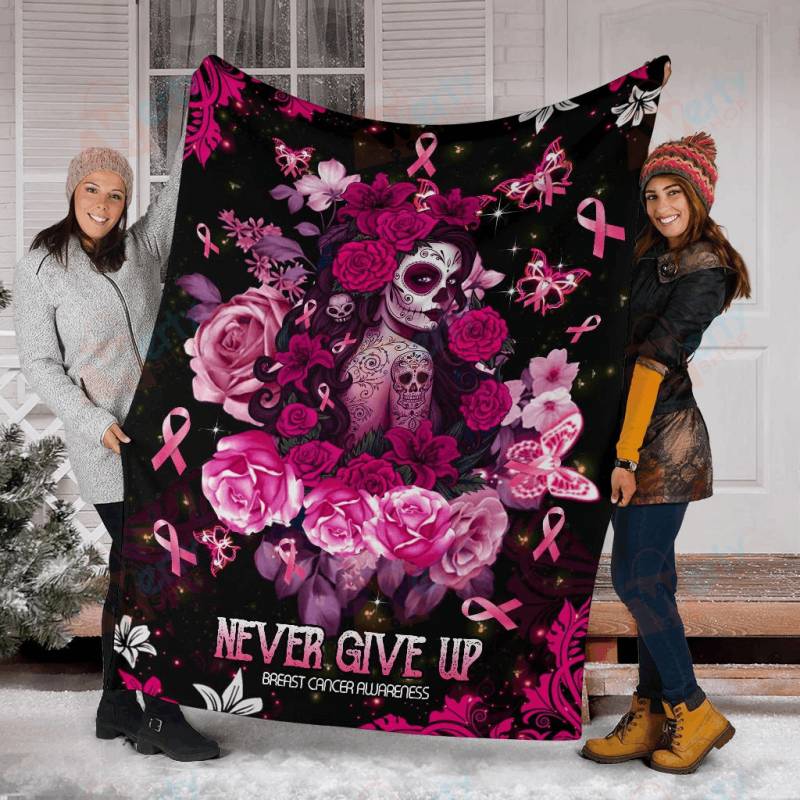 Breast Cancer Awareness – Never Give Up Premium Blanket