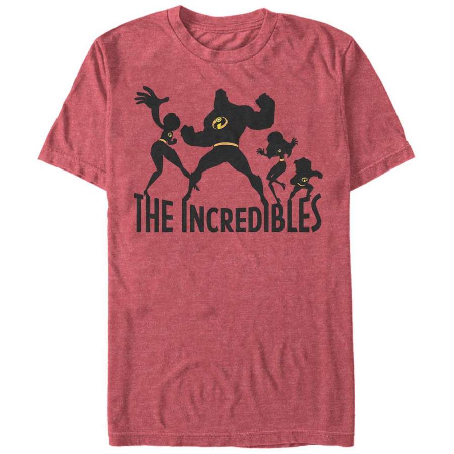 The Incredibles Men’s Family Silhouette  T Shirt Red Heather S