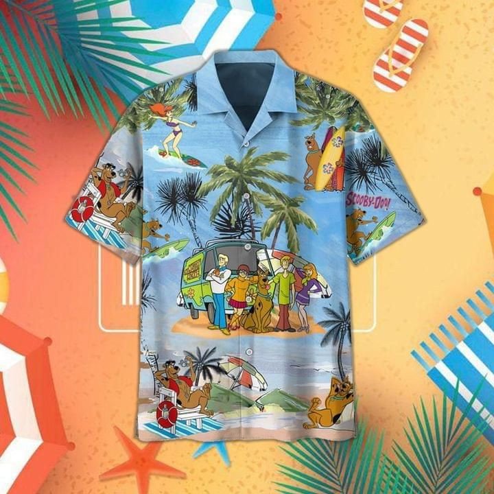 Scooby Doo Print Short Sleeve Hawaii Casual Shirt Ha22437